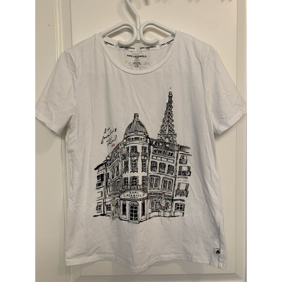 Karl Lagerfeld Women’s Medium Shirt Love From Paris White - Picture 1 of 6